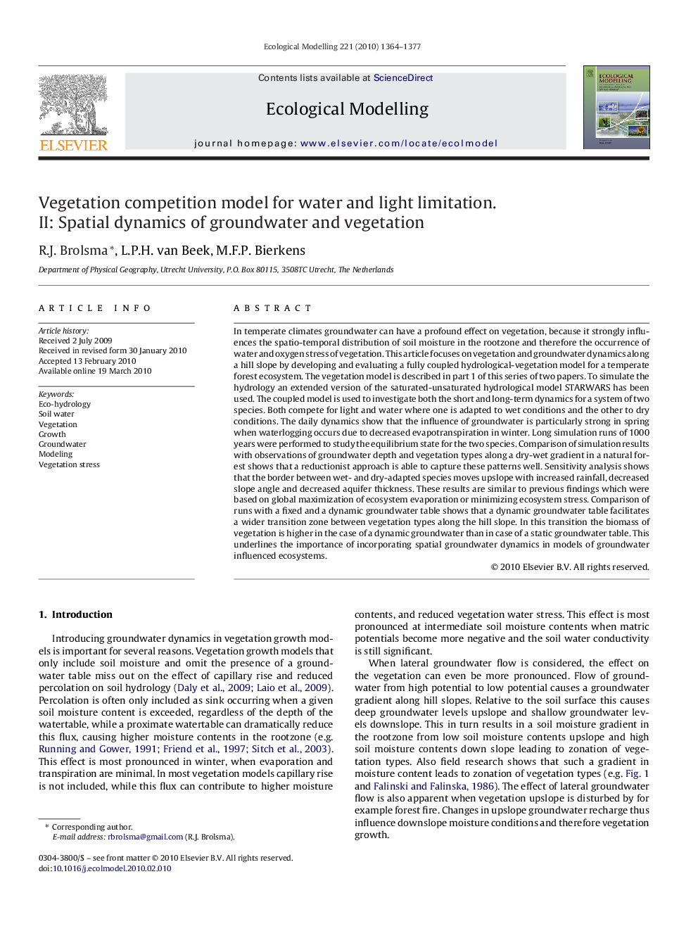 Vegetation competition model for water and light limitation. II: Spatial dynamics of groundwater and vegetation