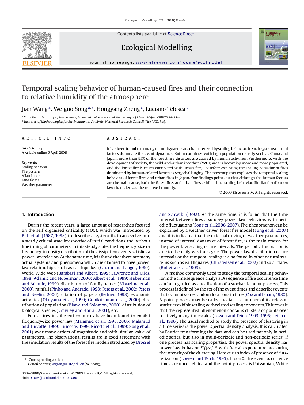 Temporal scaling behavior of human-caused fires and their connection to relative humidity of the atmosphere