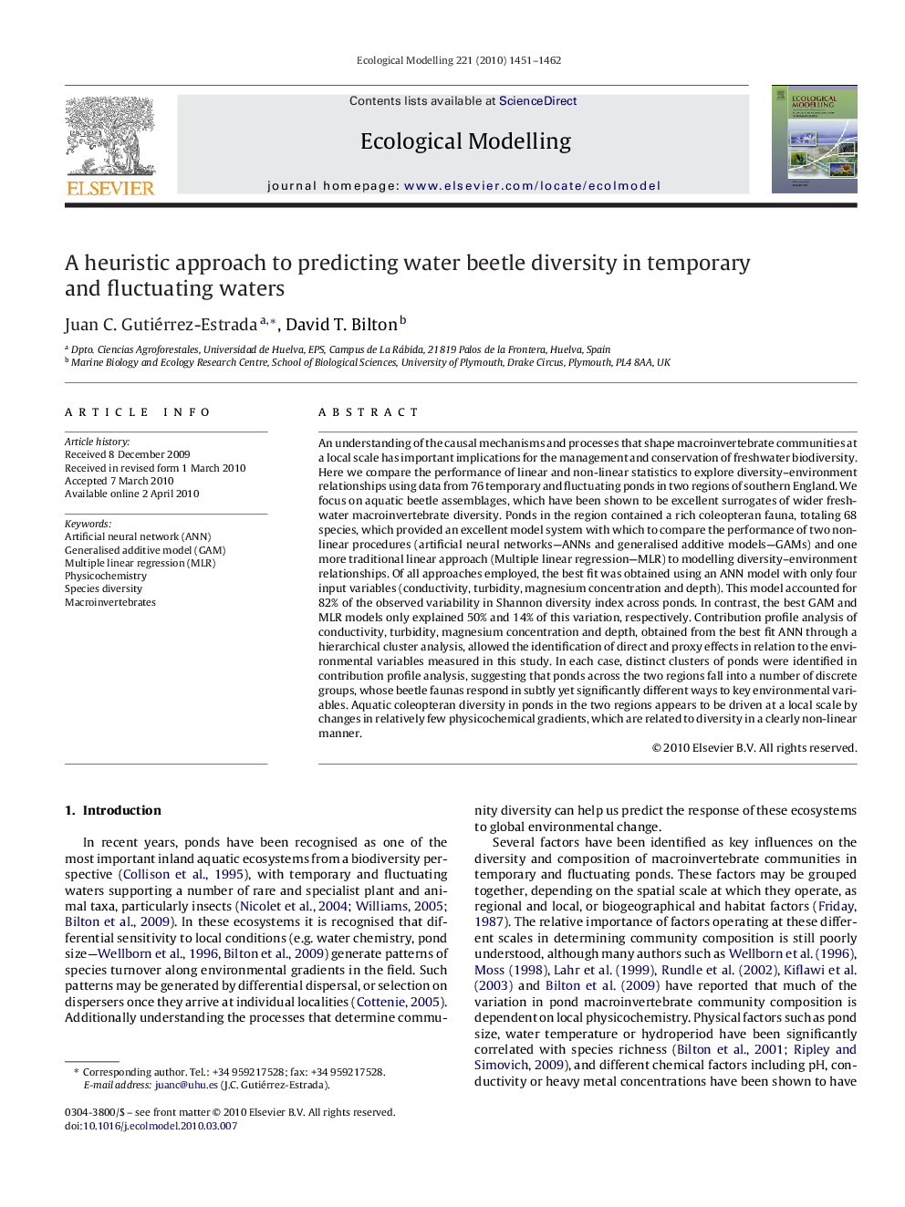 A heuristic approach to predicting water beetle diversity in temporary and fluctuating waters