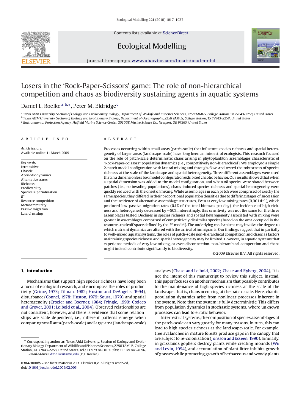 Losers in the 'Rock-Paper-Scissors' game: The role of non-hierarchical competition and chaos as biodiversity sustaining agents in aquatic systems