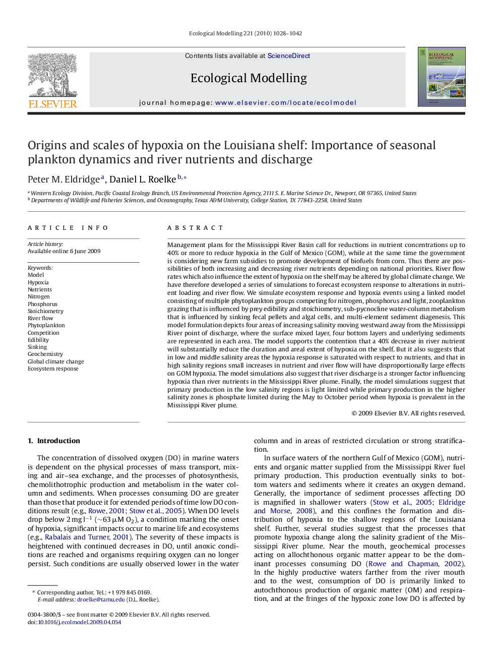 Origins and scales of hypoxia on the Louisiana shelf: Importance of seasonal plankton dynamics and river nutrients and discharge