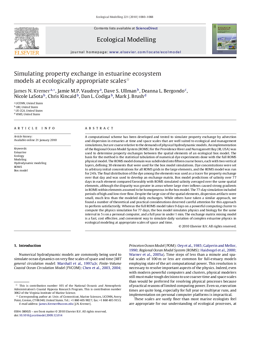 Simulating property exchange in estuarine ecosystem models at ecologically appropriate scales 