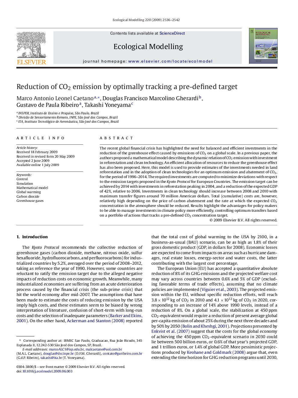 Reduction of CO2 emission by optimally tracking a pre-defined target