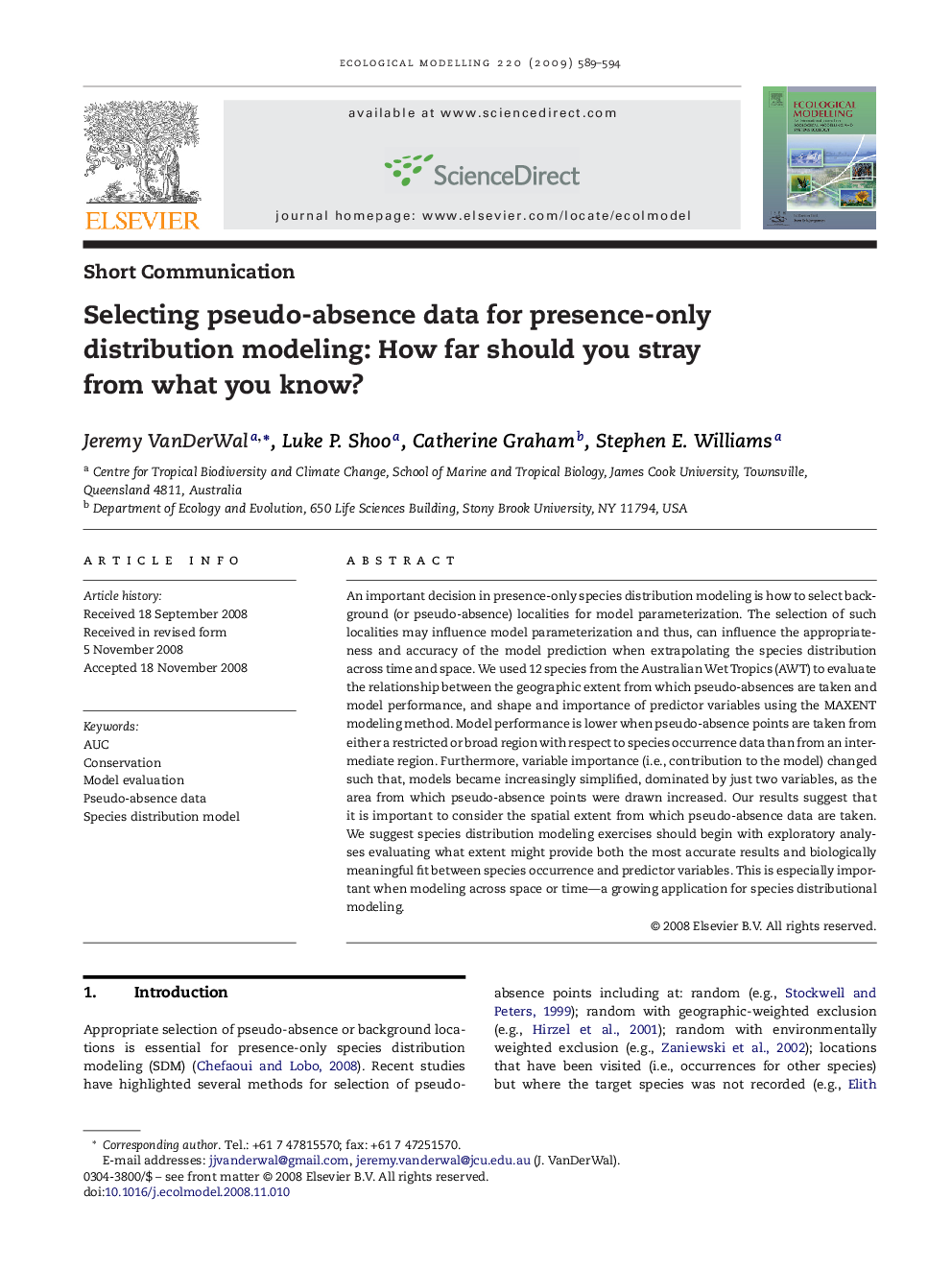 Selecting pseudo-absence data for presence-only distribution modeling: How far should you stray from what you know?