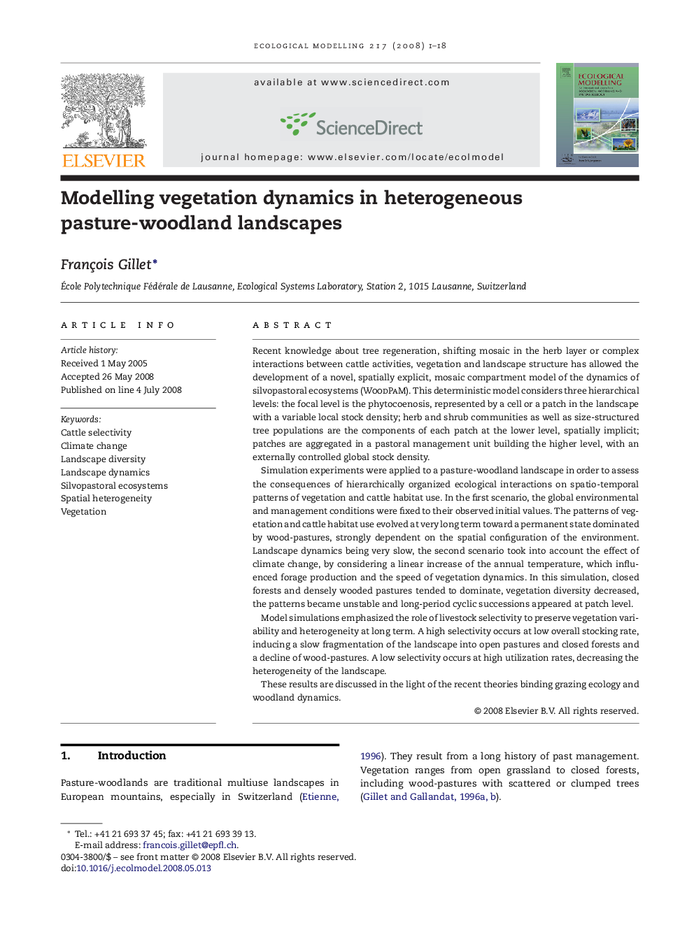 Modelling vegetation dynamics in heterogeneous pasture-woodland landscapes