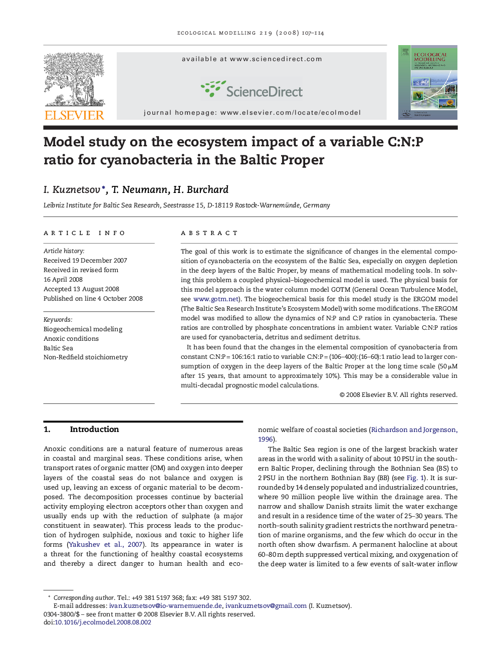 Model study on the ecosystem impact of a variable C:N:P ratio for cyanobacteria in the Baltic Proper