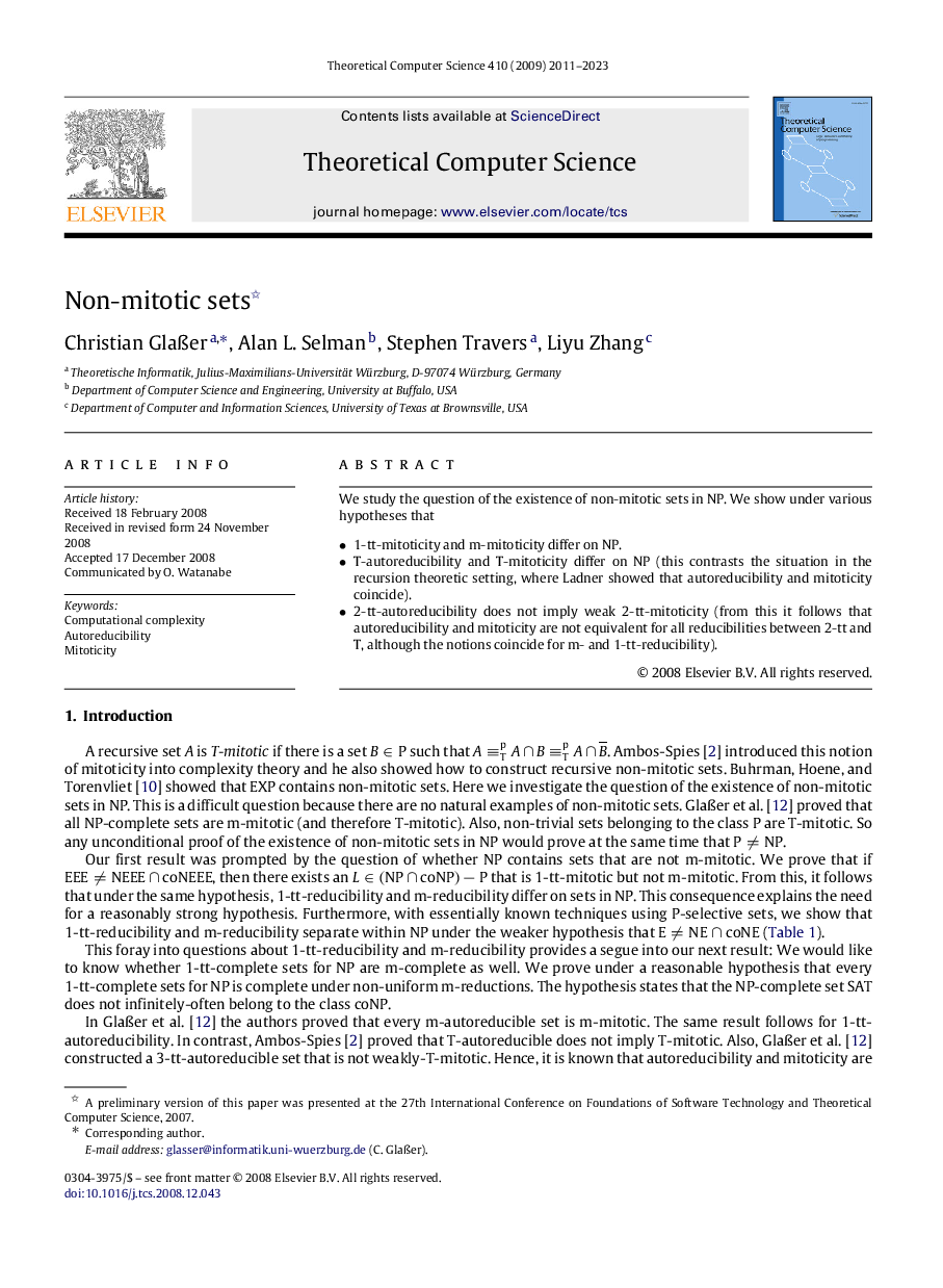 Non-mitotic sets 