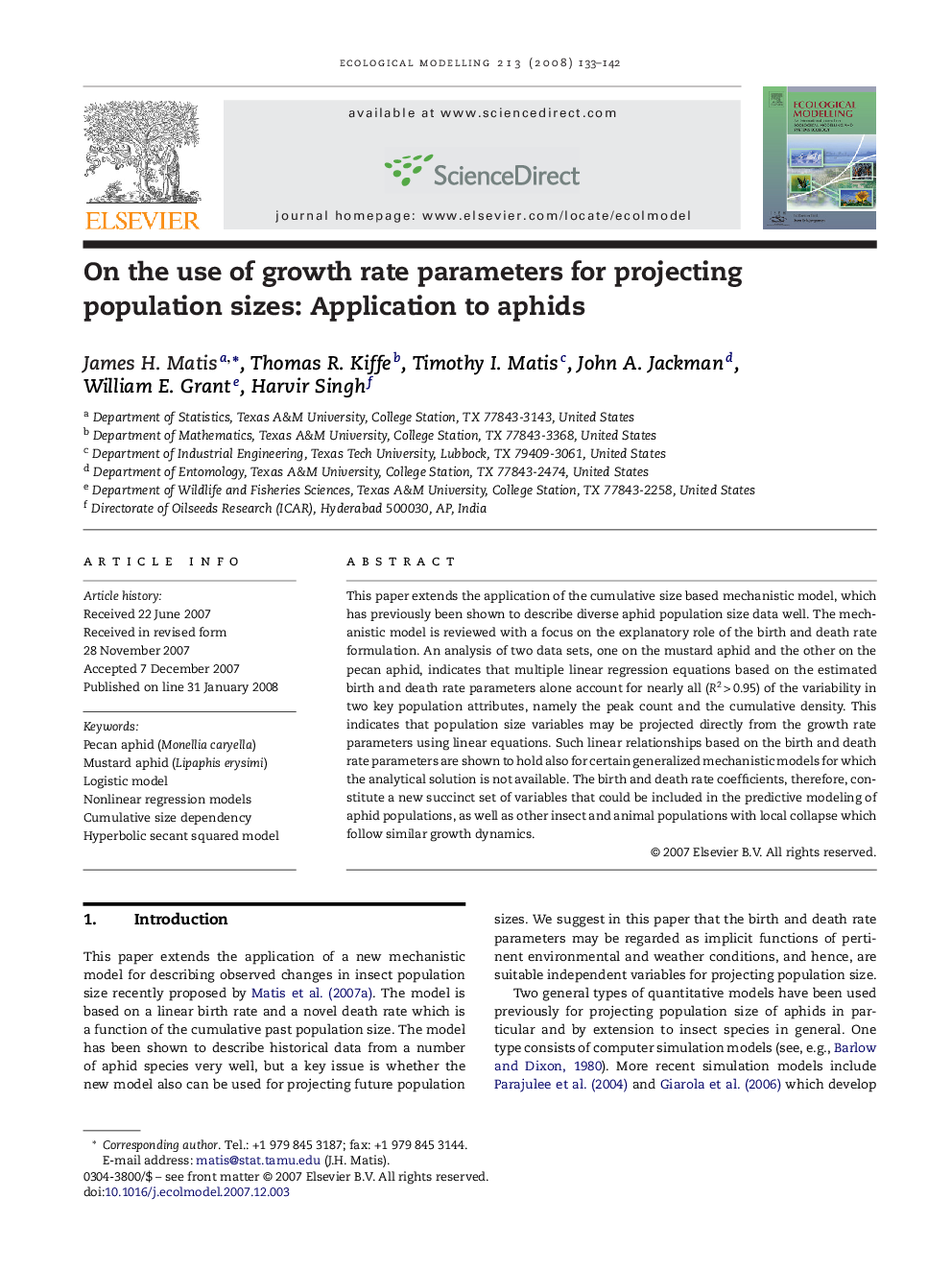 On the use of growth rate parameters for projecting population sizes: Application to aphids