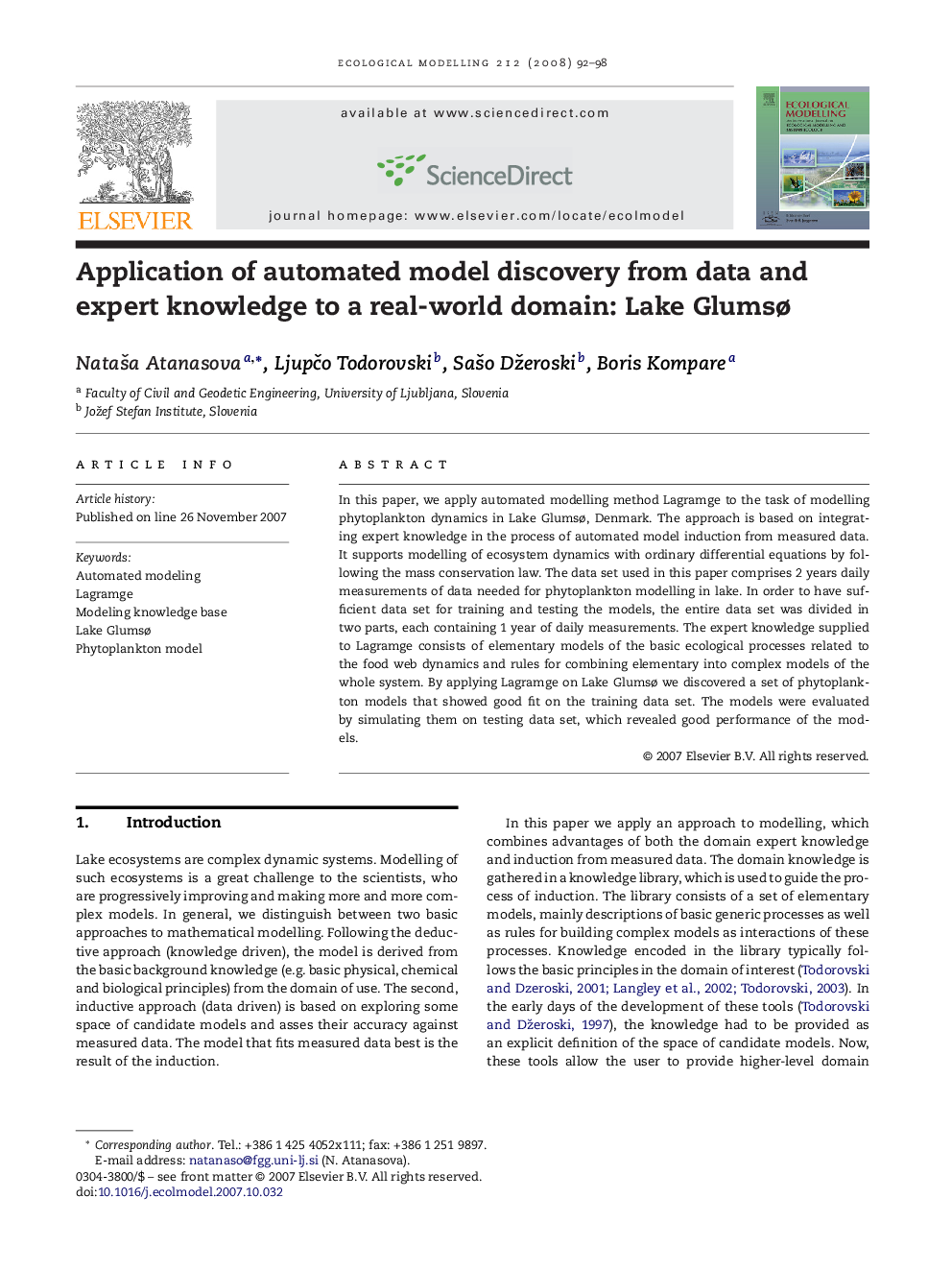 Application of automated model discovery from data and expert knowledge to a real-world domain: Lake Glumsø