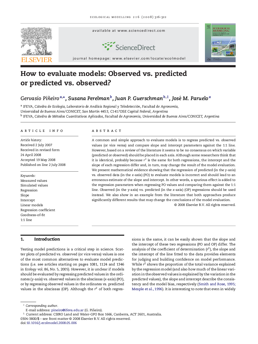 How to evaluate models: Observed vs. predicted or predicted vs. observed?