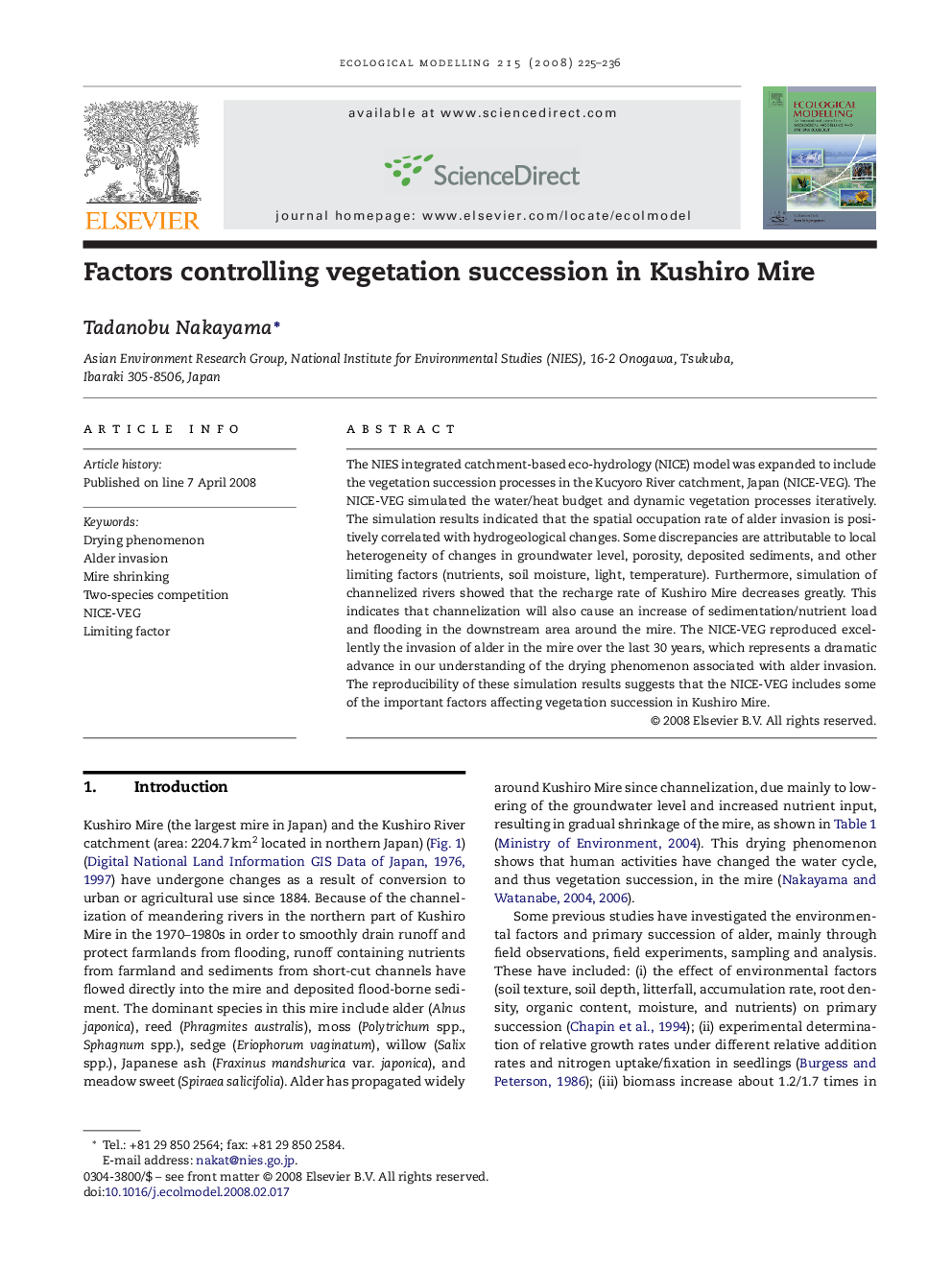 Factors controlling vegetation succession in Kushiro Mire