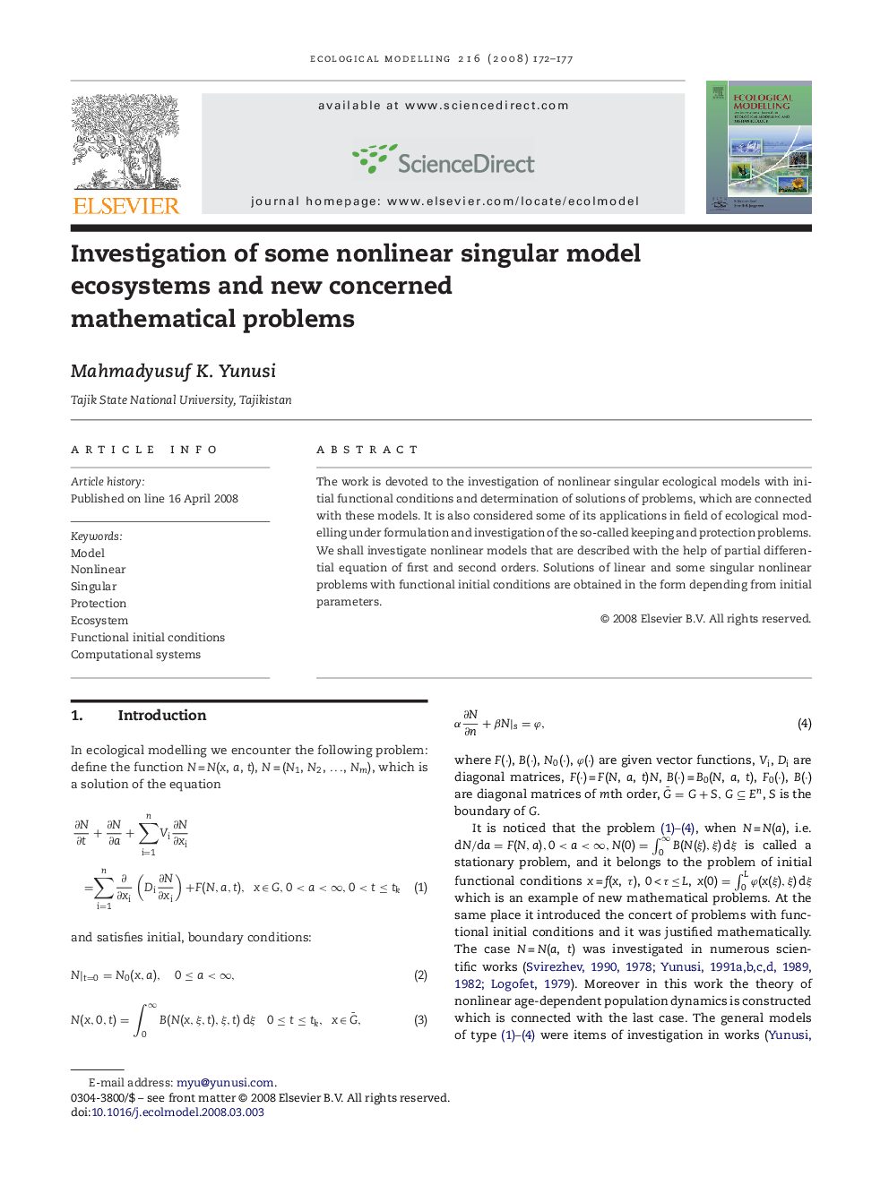 Investigation of some nonlinear singular model ecosystems and new concerned mathematical problems