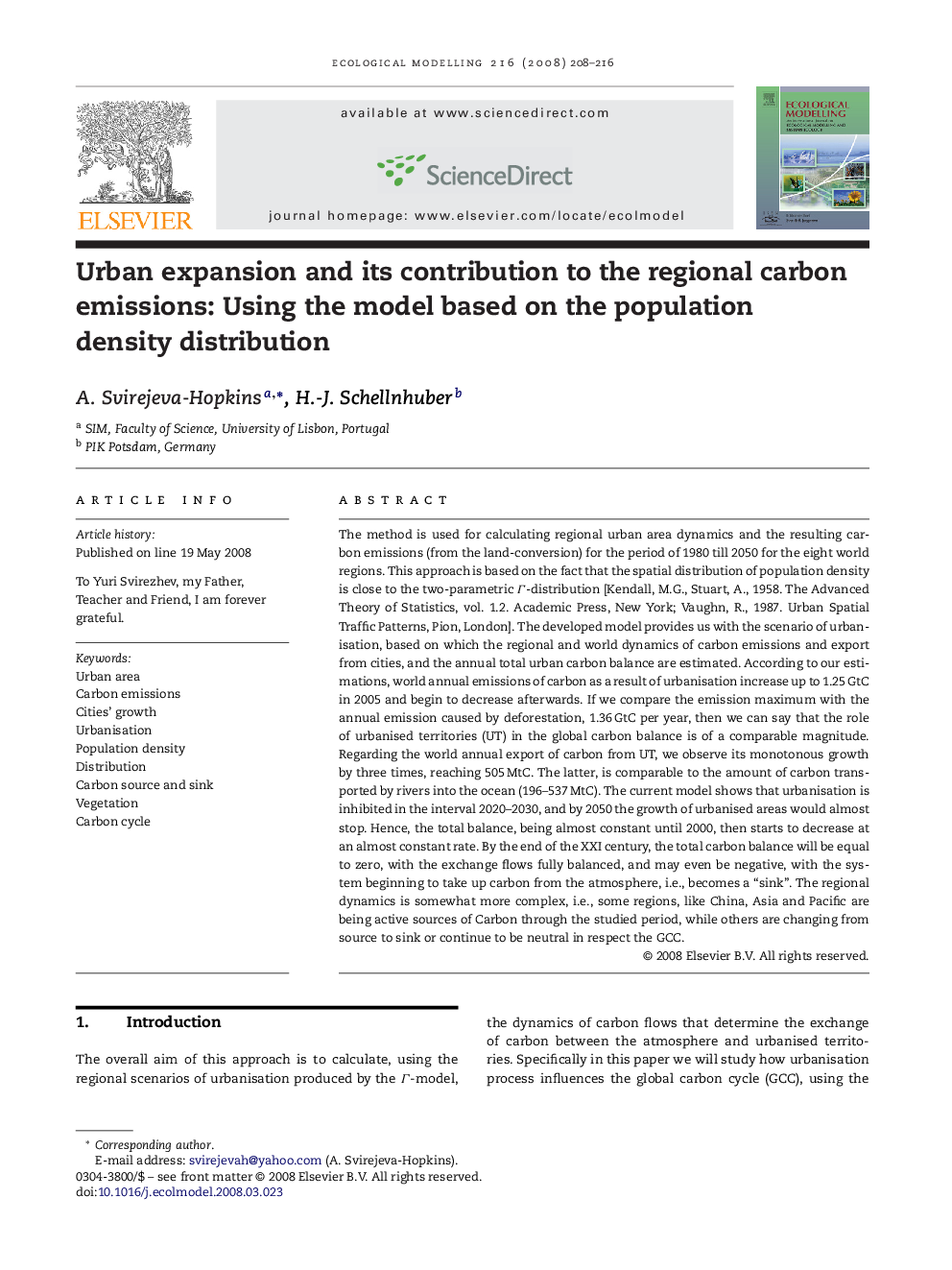 Urban expansion and its contribution to the regional carbon emissions: Using the model based on the population density distribution