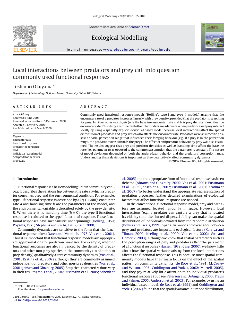 Local interactions between predators and prey call into question commonly used functional responses