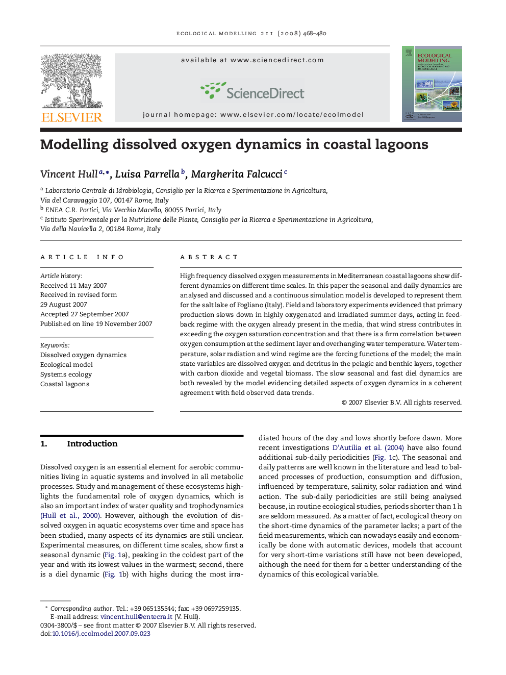 Modelling dissolved oxygen dynamics in coastal lagoons