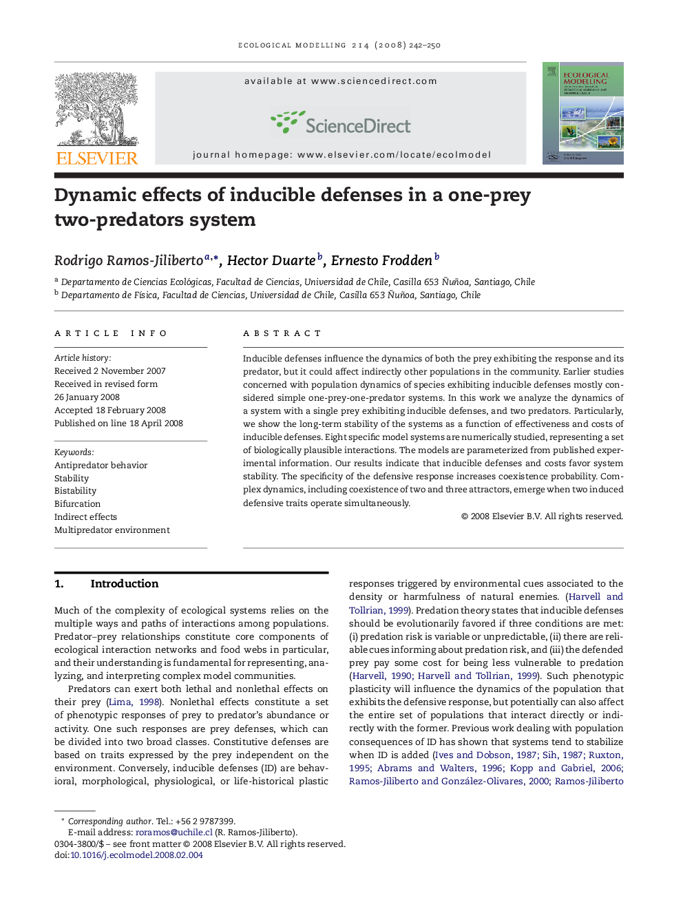 Dynamic effects of inducible defenses in a one-prey two-predators system