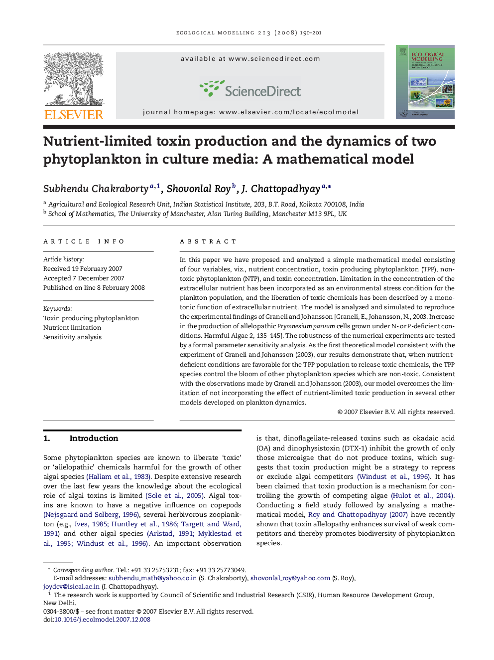 Nutrient-limited toxin production and the dynamics of two phytoplankton in culture media: A mathematical model