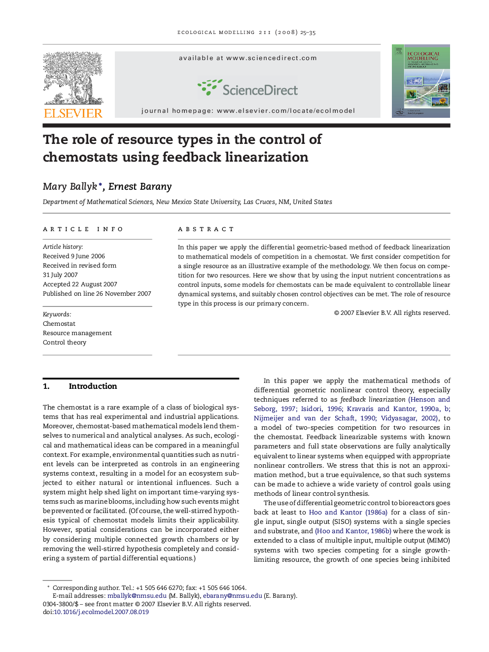 The role of resource types in the control of chemostats using feedback linearization