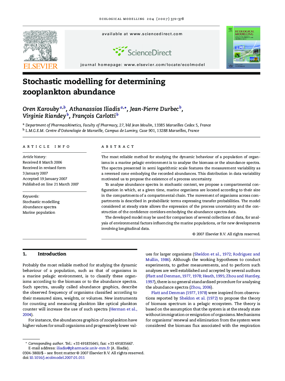 Stochastic modelling for determining zooplankton abundance
