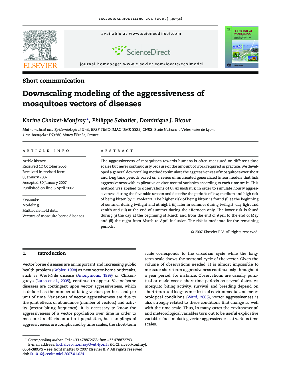 Downscaling modeling of the aggressiveness of mosquitoes vectors of diseases