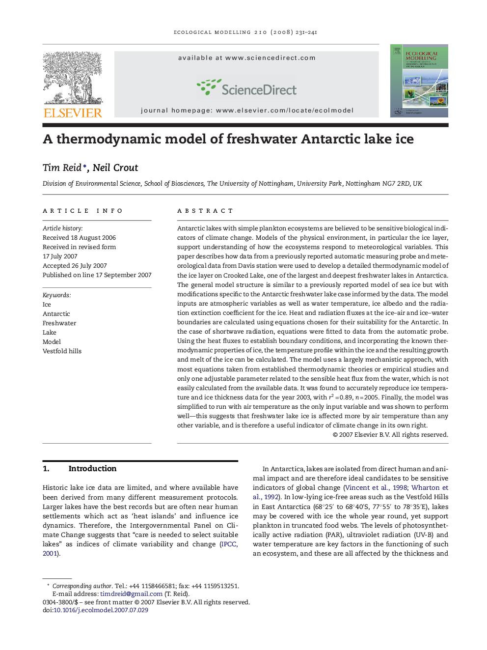 A thermodynamic model of freshwater Antarctic lake ice