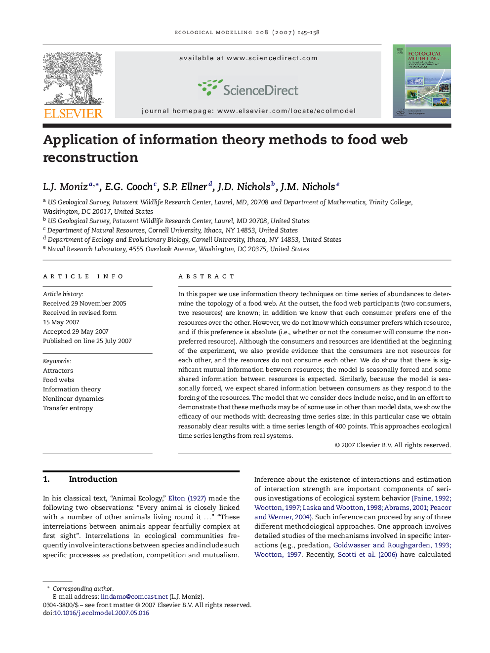 Application of information theory methods to food web reconstruction