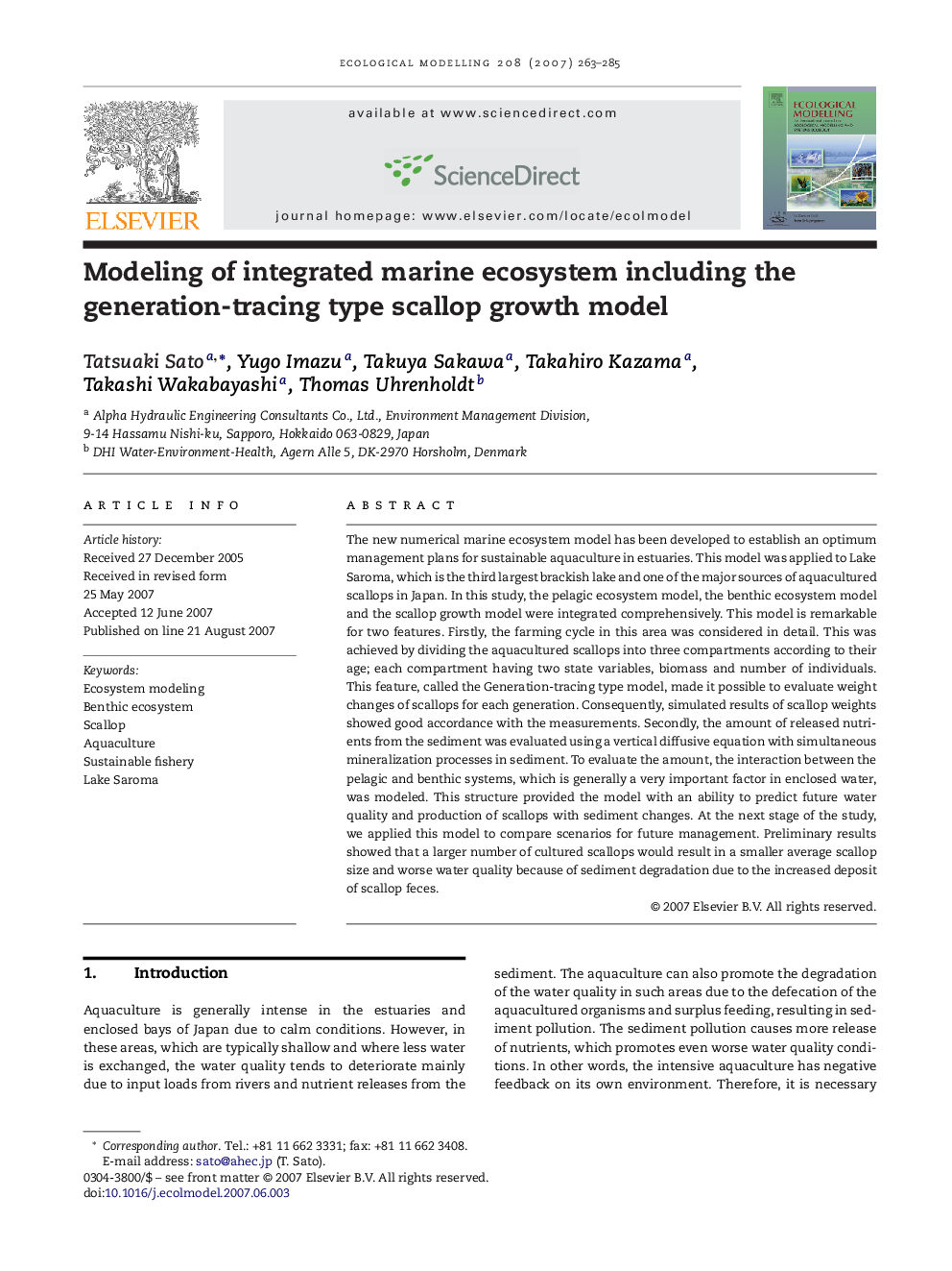 Modeling of integrated marine ecosystem including the generation-tracing type scallop growth model