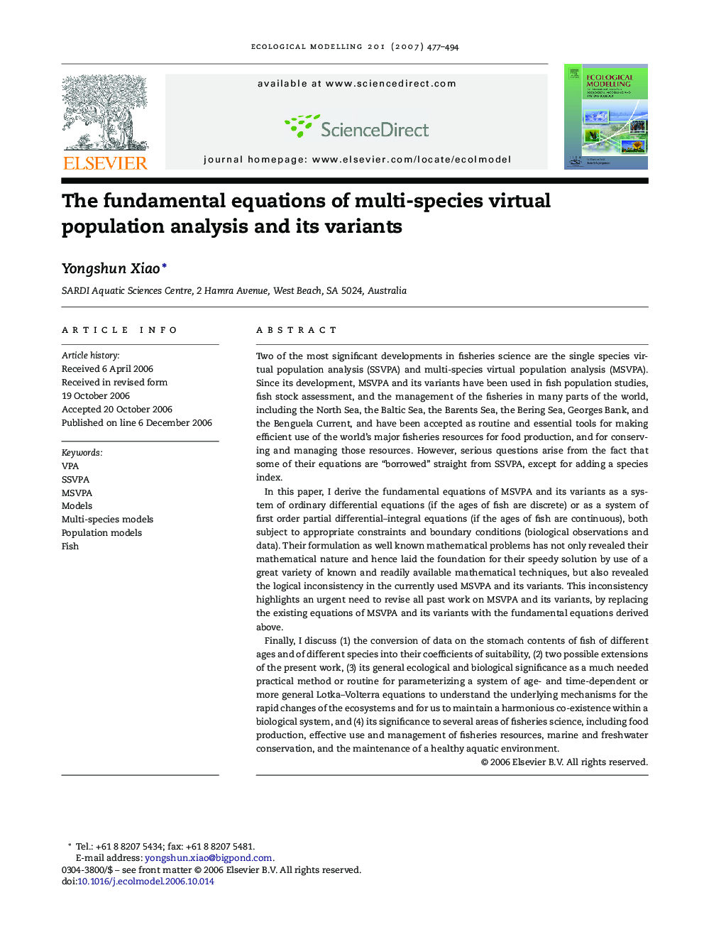 The fundamental equations of multi-species virtual population analysis and its variants