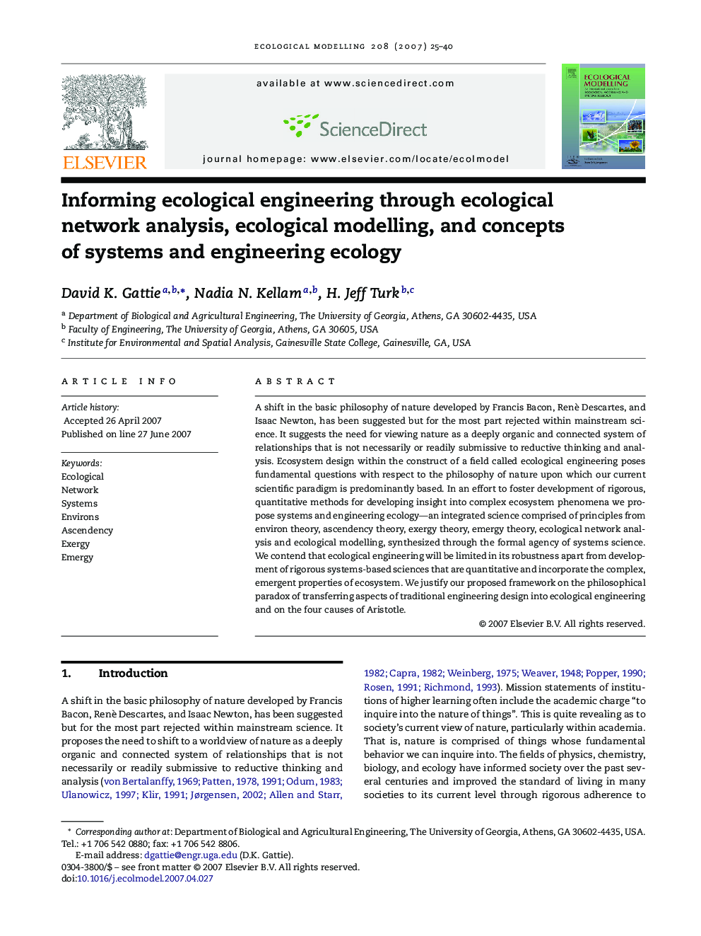 Informing ecological engineering through ecological network analysis, ecological modelling, and concepts of systems and engineering ecology