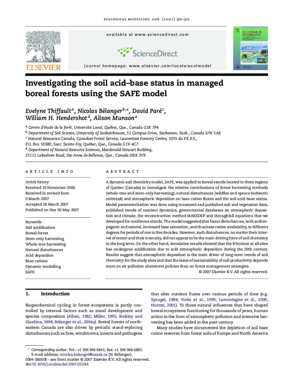 Investigating the soil acid–base status in managed boreal forests using the SAFE model