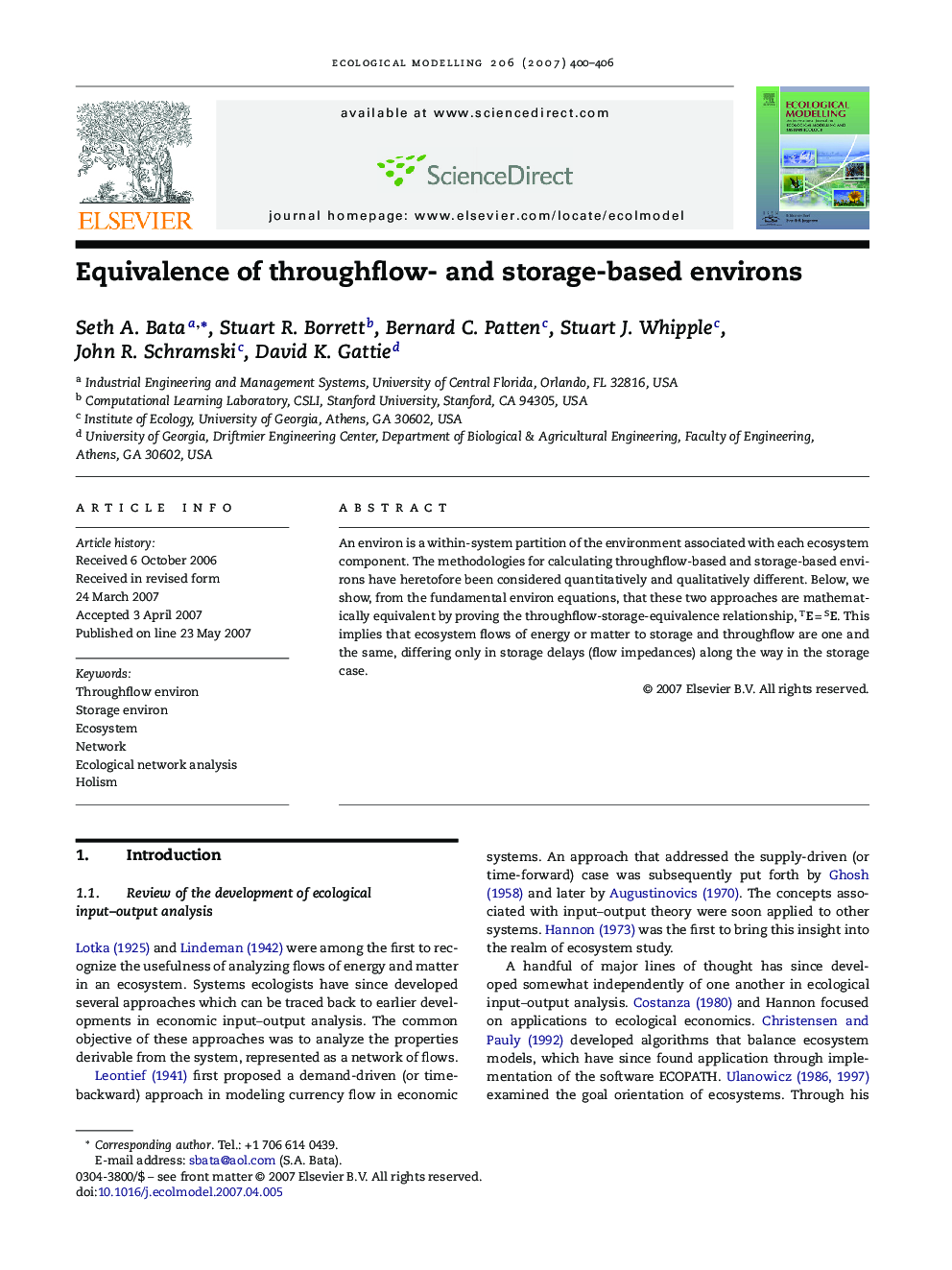 Equivalence of throughflow- and storage-based environs