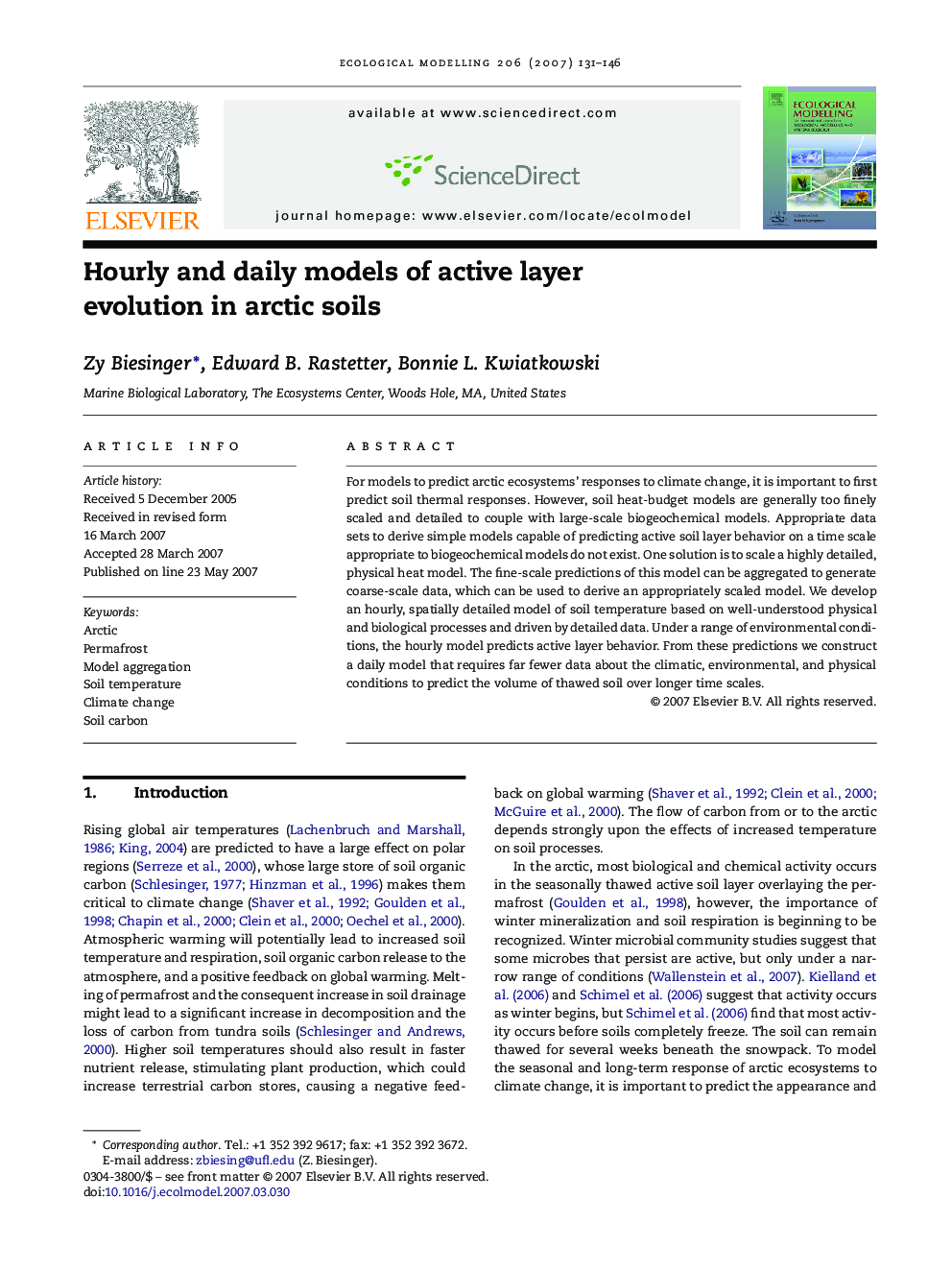 Hourly and daily models of active layer evolution in arctic soils