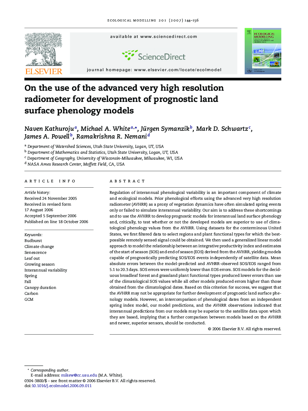 On the use of the advanced very high resolution radiometer for development of prognostic land surface phenology models