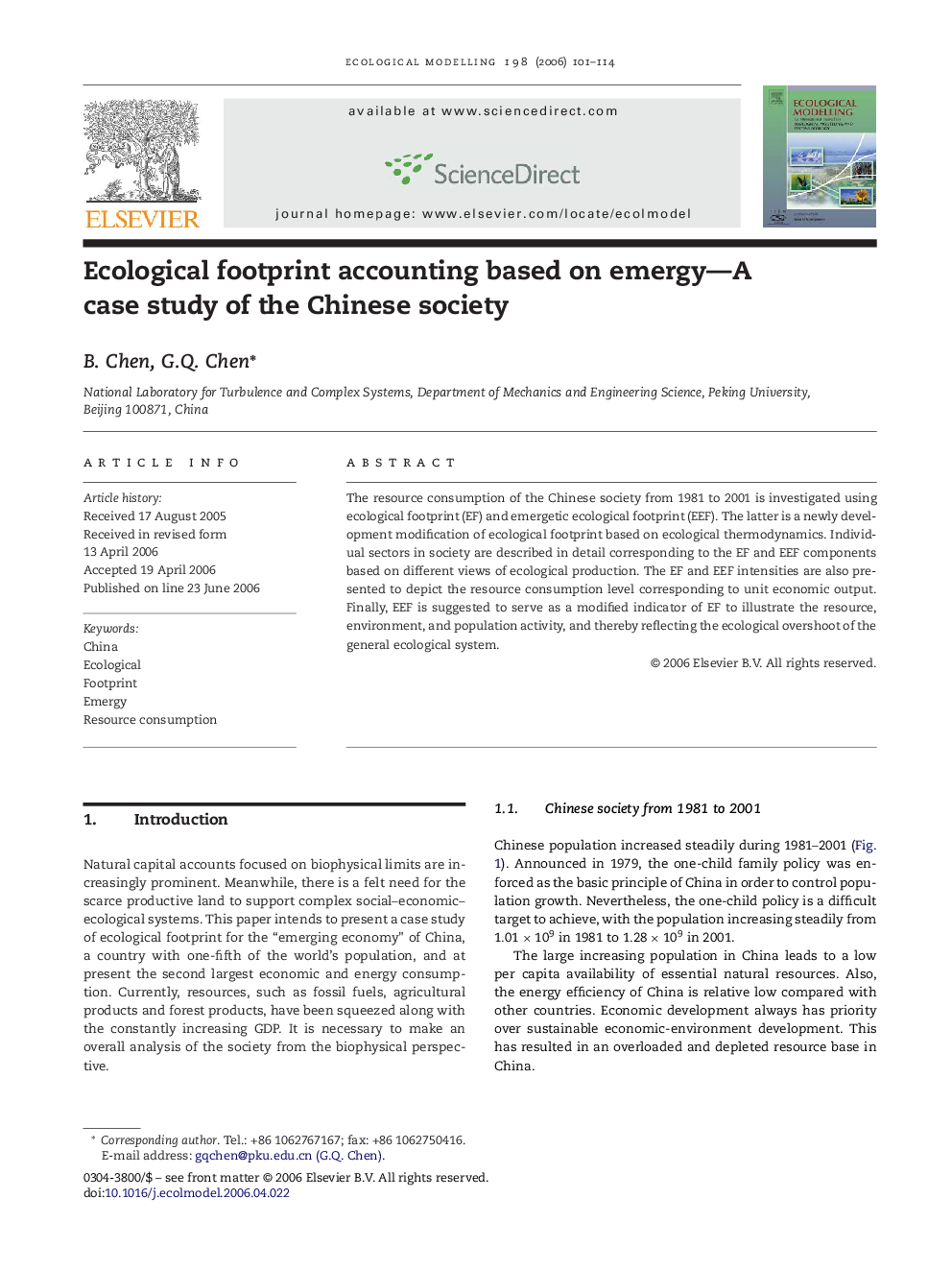 Ecological footprint accounting based on emergy—A case study of the Chinese society