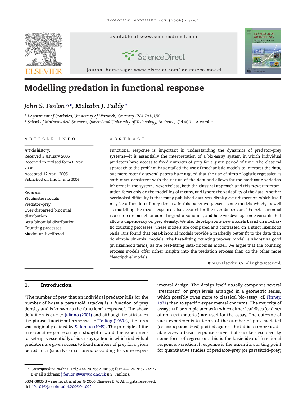 Modelling predation in functional response