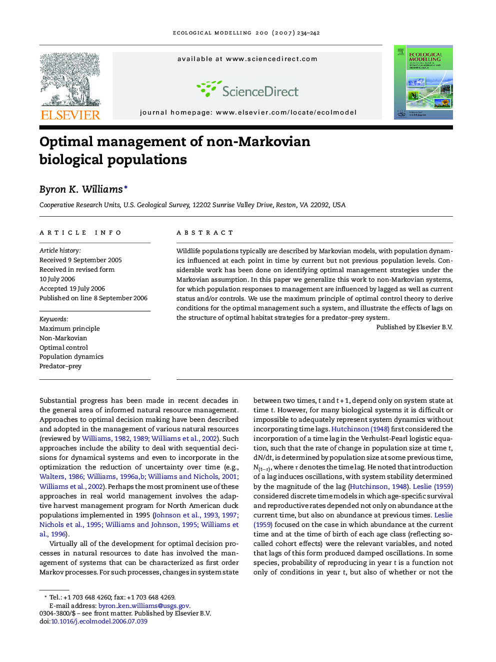 Optimal management of non-Markovian biological populations