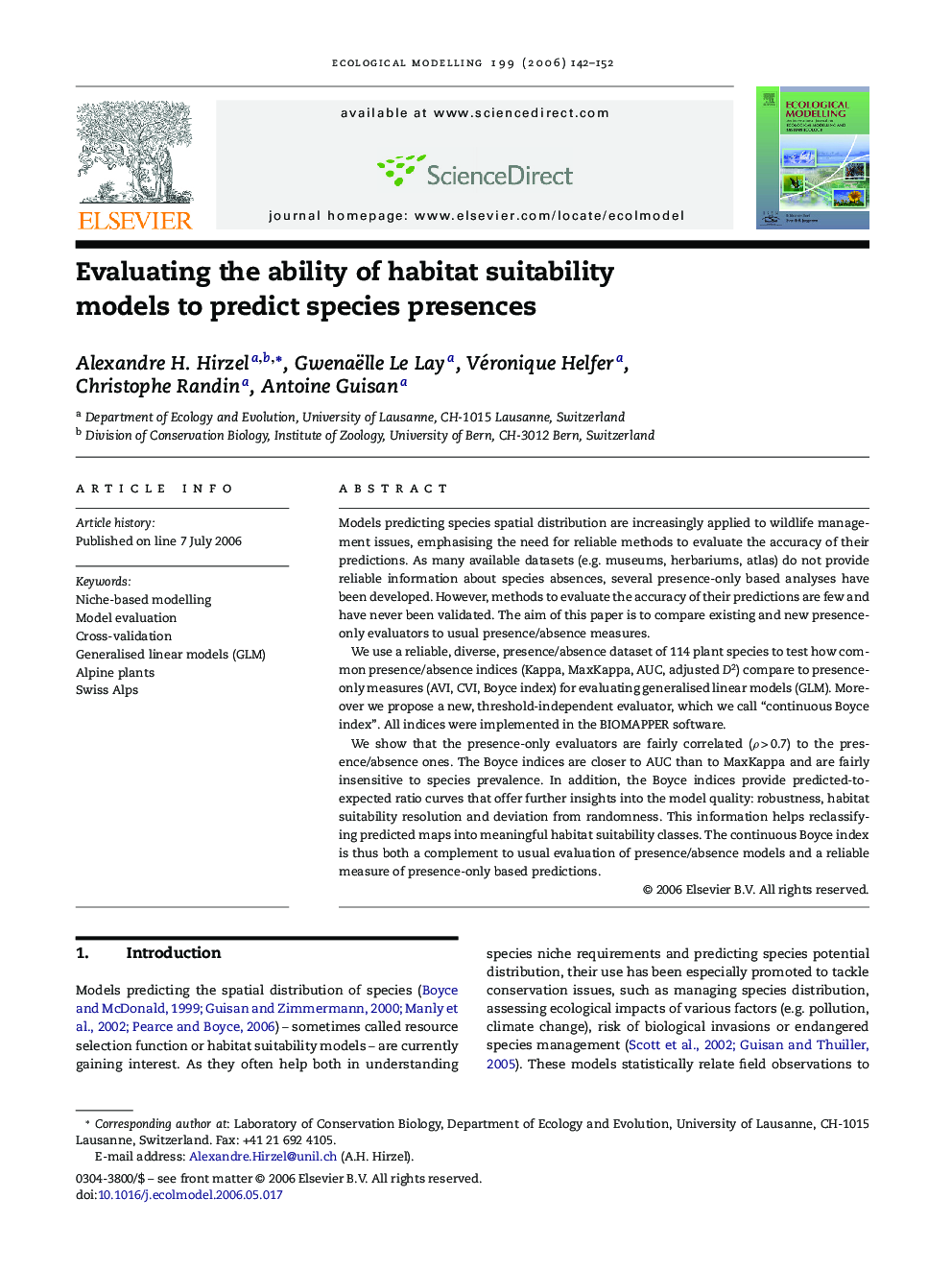 Evaluating the ability of habitat suitability models to predict species presences