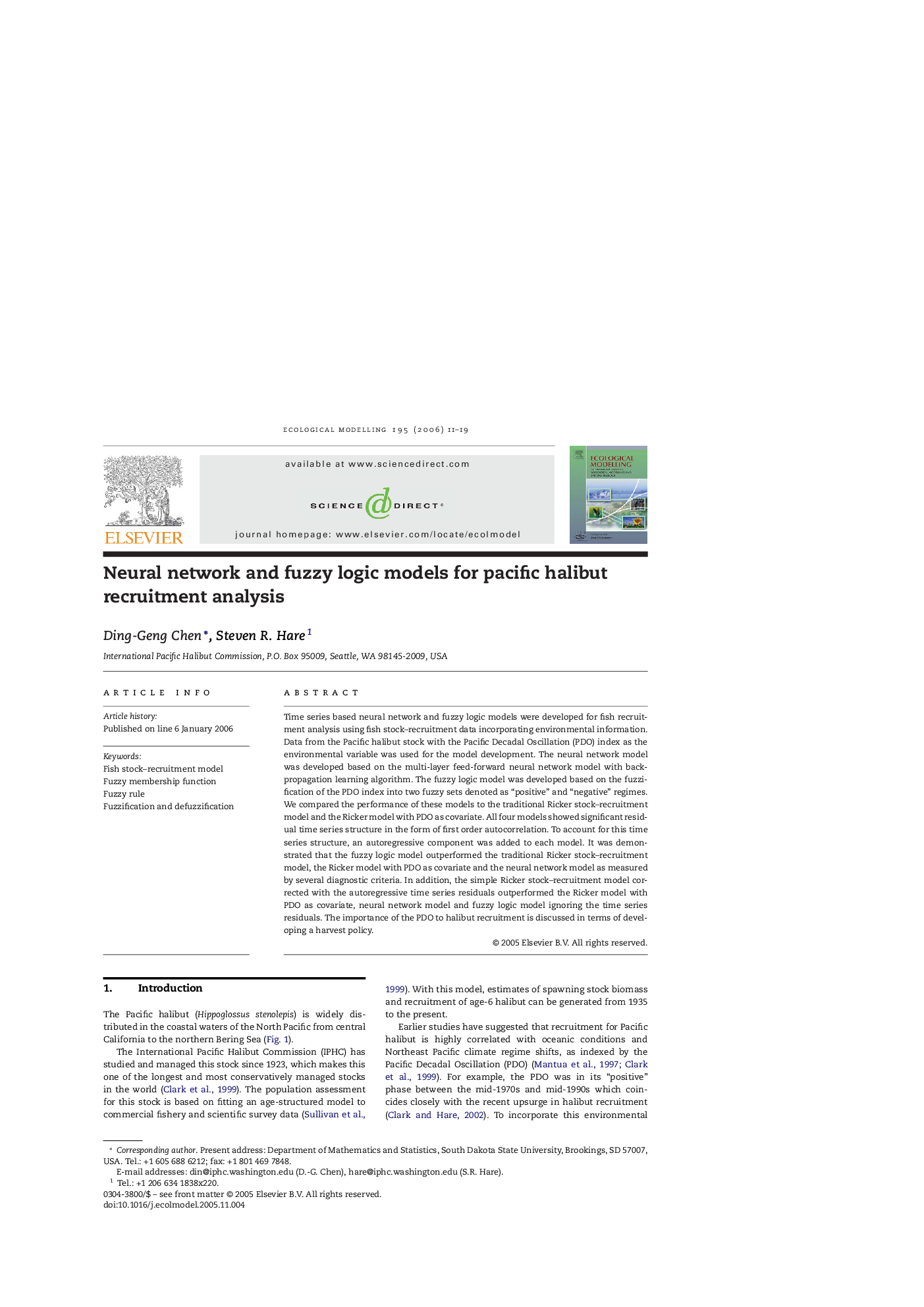 Neural network and fuzzy logic models for pacific halibut recruitment analysis