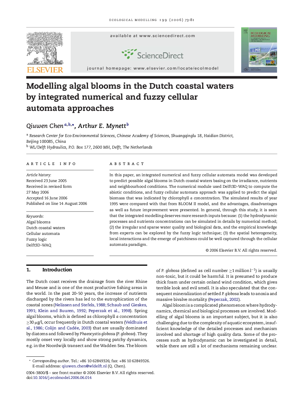 Modelling algal blooms in the Dutch coastal waters by integrated numerical and fuzzy cellular automata approaches