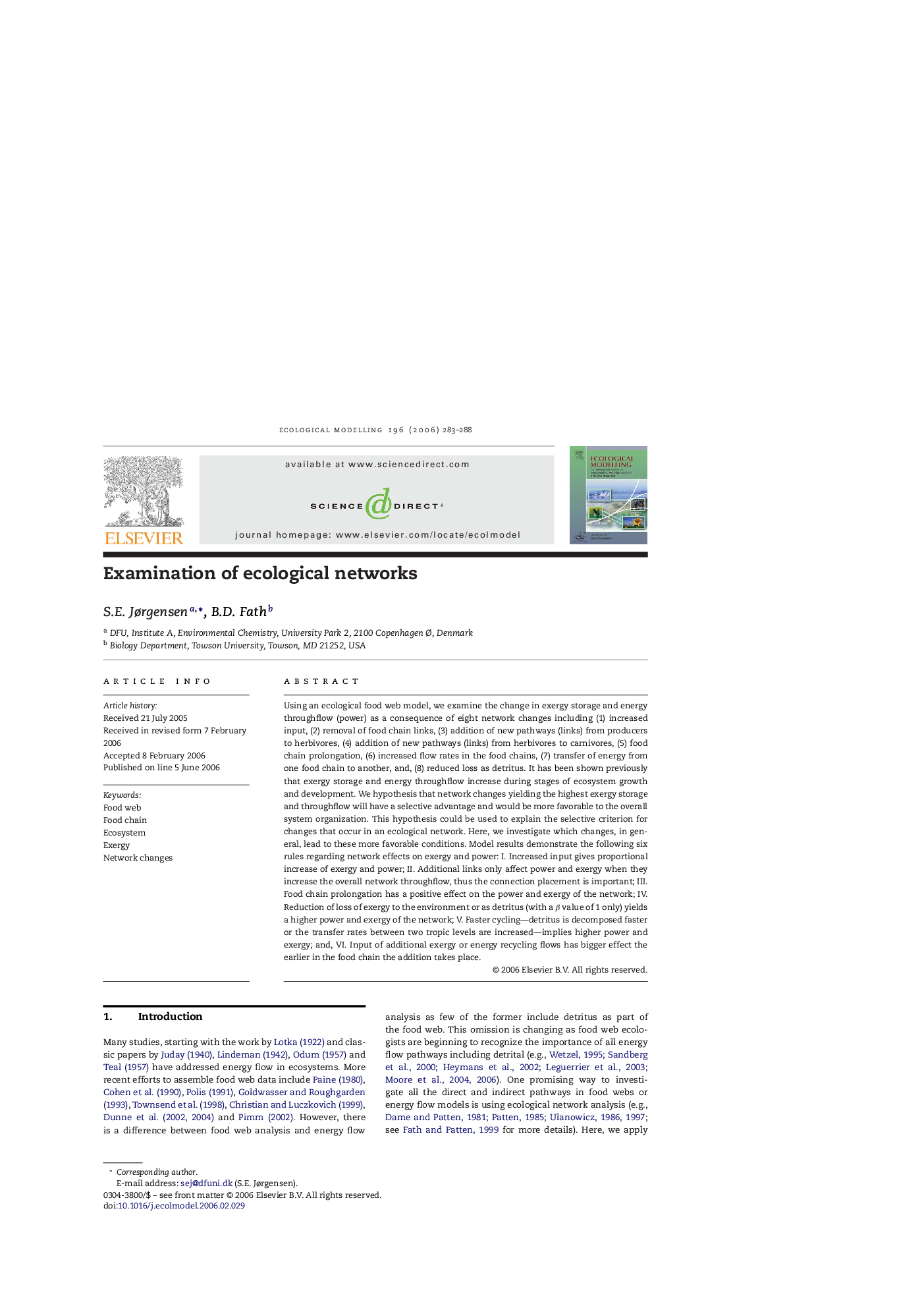 Examination of ecological networks