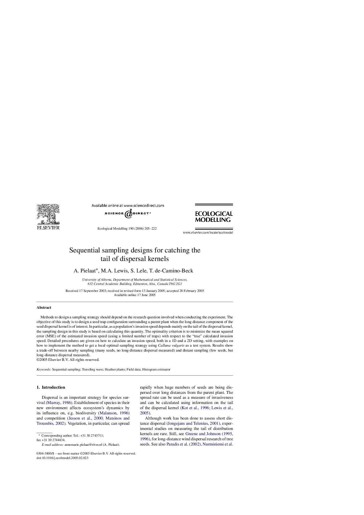 Sequential sampling designs for catching the tail of dispersal kernels