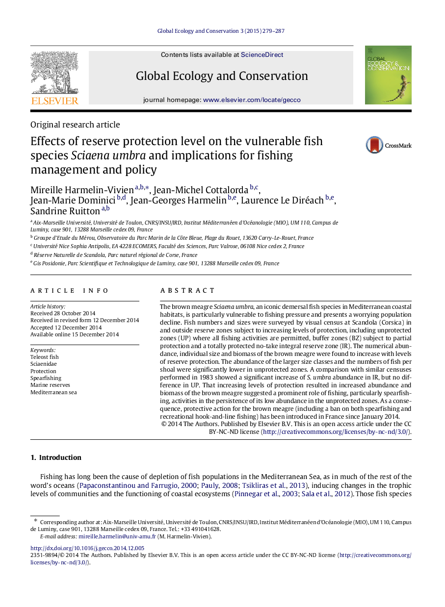 Effects of reserve protection level on the vulnerable fish species Sciaena umbra and implications for fishing management and policy