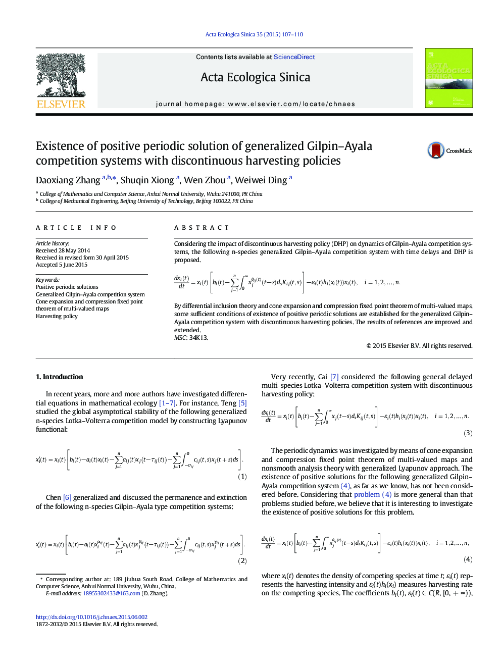 Existence of positive periodic solution of generalized Gilpin–Ayala competition systems with discontinuous harvesting policies