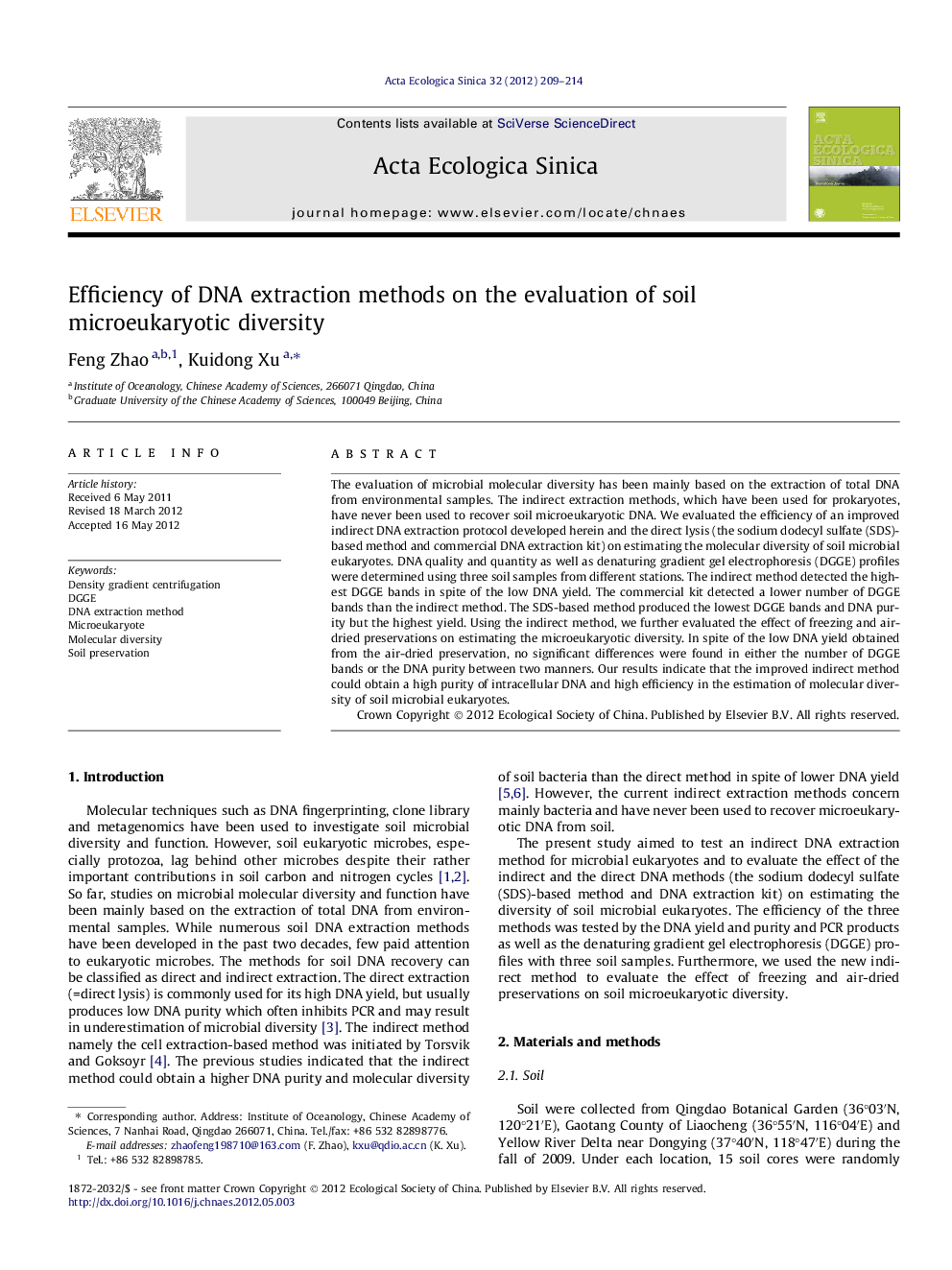 Efficiency of DNA extraction methods on the evaluation of soil microeukaryotic diversity