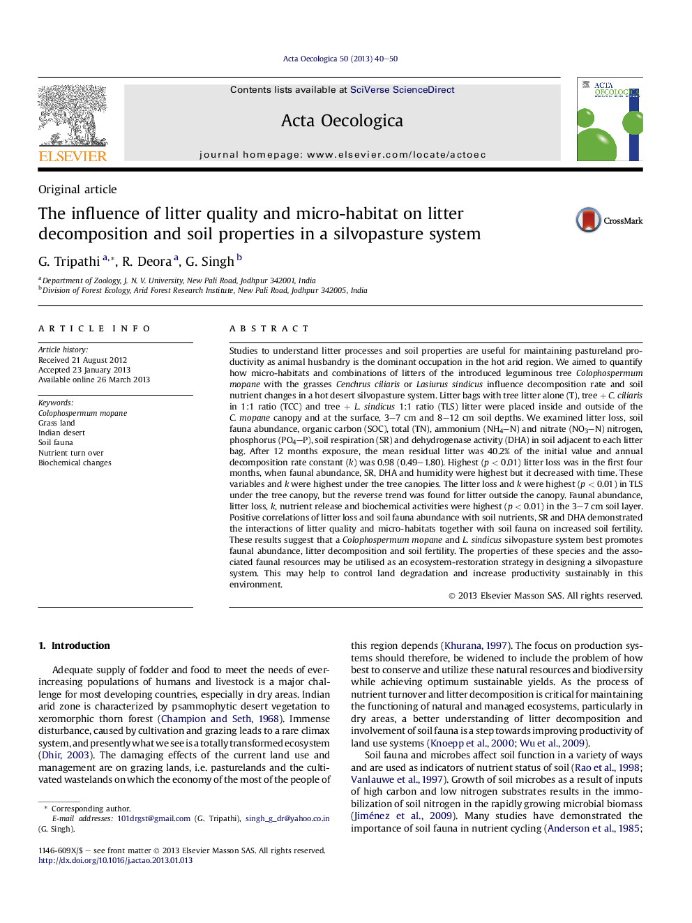 The influence of litter quality and micro-habitat on litter decomposition and soil properties in a silvopasture system