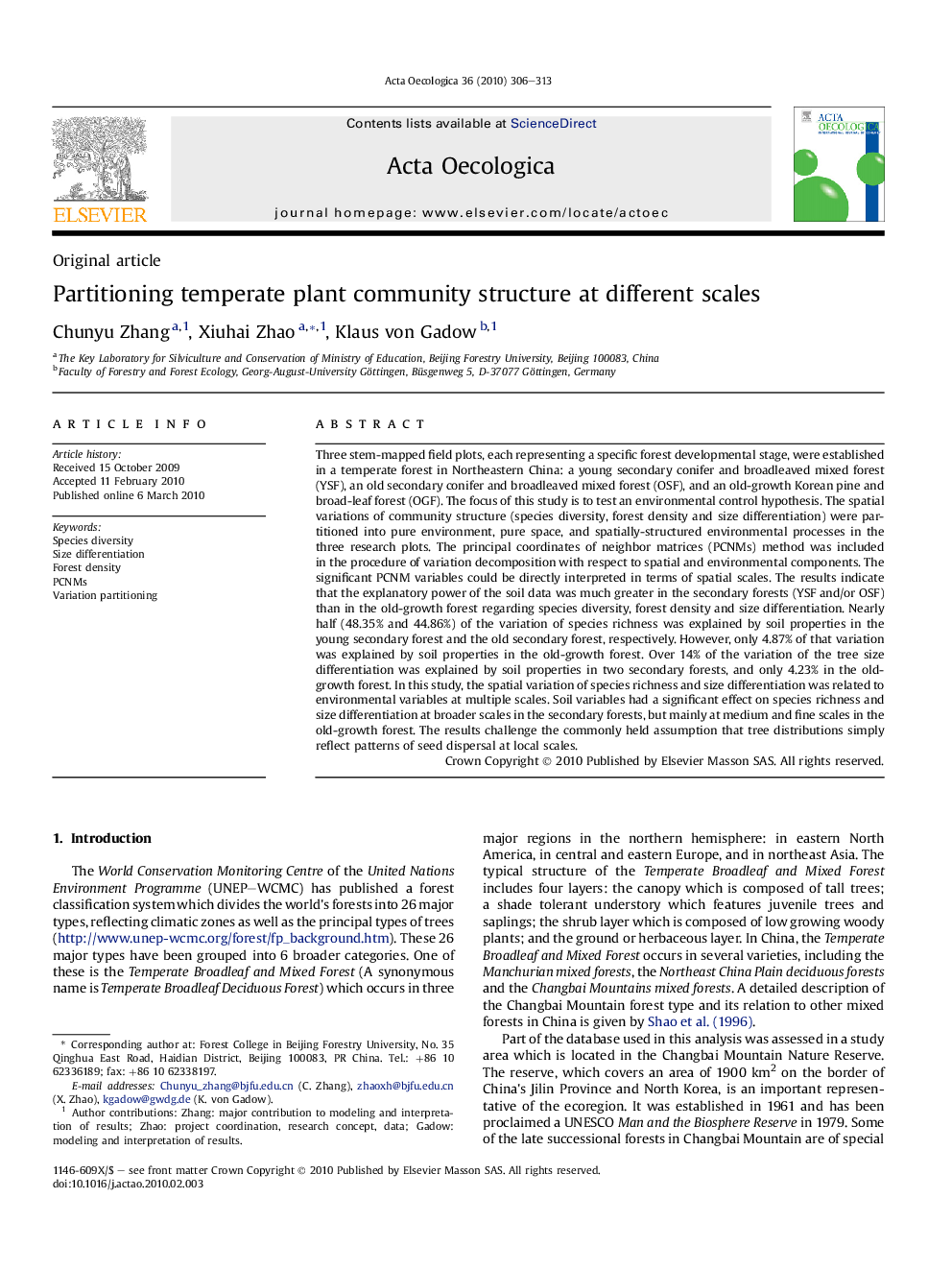 Partitioning temperate plant community structure at different scales