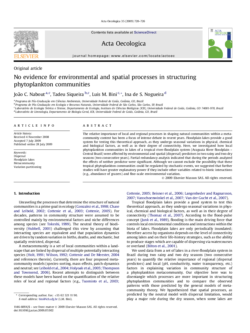 No evidence for environmental and spatial processes in structuring phytoplankton communities