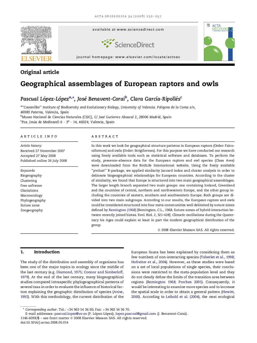 Geographical assemblages of European raptors and owls