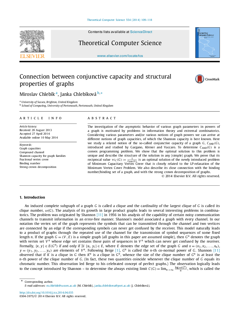 Connection between conjunctive capacity and structural properties of graphs