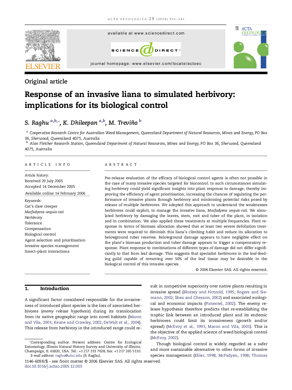 Response ofÂ anÂ invasive liana toÂ simulated herbivory: implications forÂ itsÂ biological control